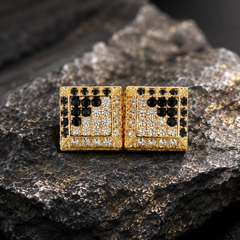 Hip Hop L Square Stud Earrings – AAA+ CZ Mounted Gold Clear/Black Iced Out Earrings for Men & Women | Fashion Jewelry