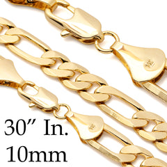 10 MM/30" FIGARO LINK CHAIN NECKLACE SLIM 14K REAL GOLD FILLED