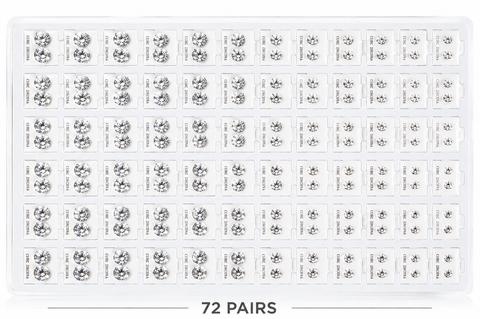 72 Pairs Stainless Steel ROUND CZ Stud Earrings Set | Hypoallergenic 316L Surgical Steel | 7MM & 9MM Cubic Zirconia Earrings for Men & Women