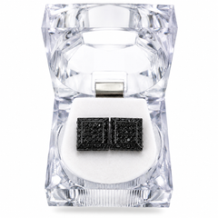 Hip Hop L Square Stud Earrings – AAA+ CZ Mounted BLACK Iced Out Earrings for Men & Women | Fashion Jewelry