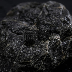 Hip Hop L Square Stud Earrings – AAA+ CZ Mounted BLACK Iced Out Earrings for Men & Women | Fashion Jewelry