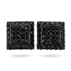 Hip Hop L Square Stud Earrings – AAA+ CZ Mounted BLACK Iced Out Earrings for Men & Women | Fashion Jewelry