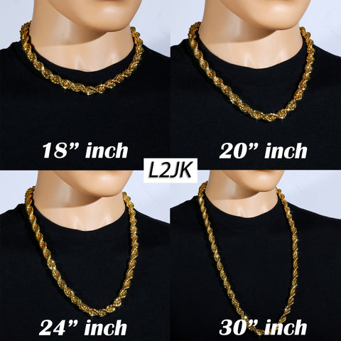 10mm Thick Gold Rope Chain 18'-30"