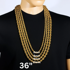 Gold Rope Chain 36" China 2-9mm (Copy)