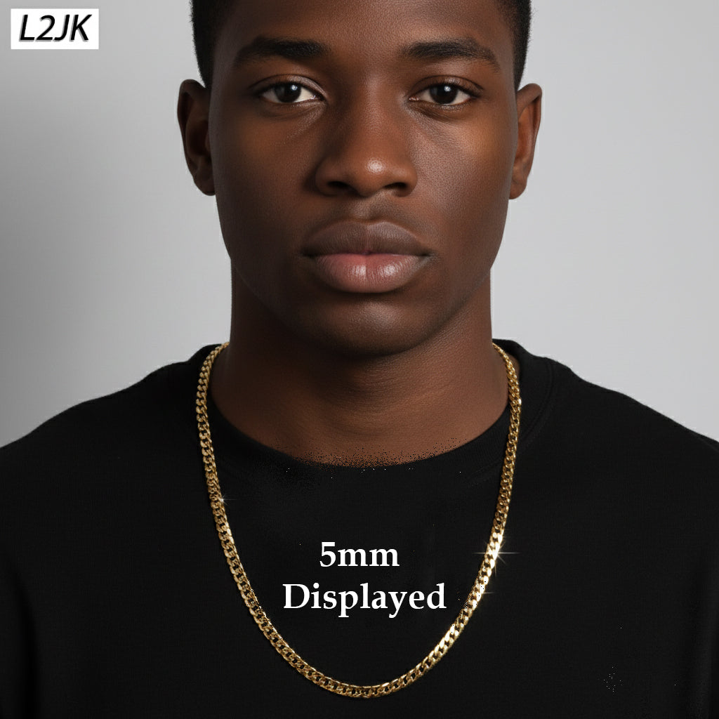 Men's Solid Concave Chain Necklace 5mm-10mm 24" IN.