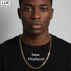 Men's Solid Concave Chain Necklace 5mm-10mm 24" IN.