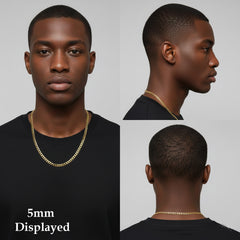 Men's Solid Concave Chain Necklace 5mm-10mm 24" IN.