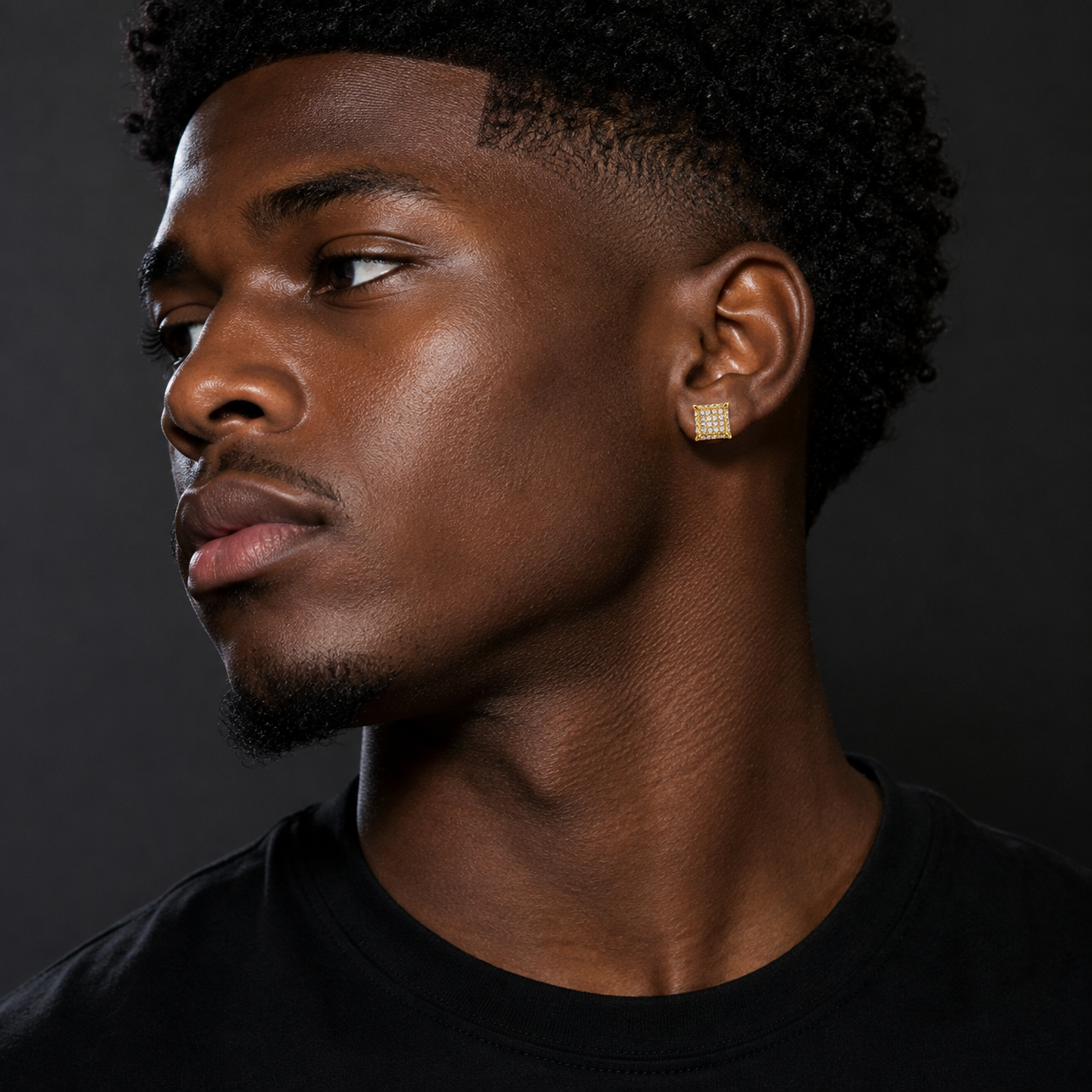 Hip Hop M Square Stud Earrings – AAA+ CZ Mounted Gold Iced Out Earrings for Men & Women | Fashion Jewelry