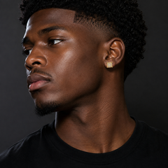 Hip Hop M Square Stud Earrings – AAA+ CZ Mounted Gold Iced Out Earrings for Men & Women | Fashion Jewelry