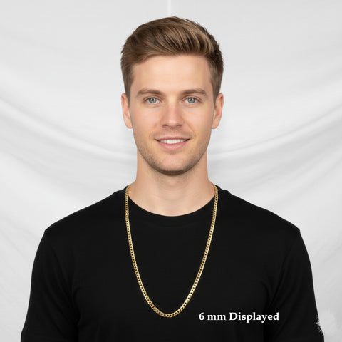 Men's Solid Concave Chain Necklace 5mm-10mm 30" IN.