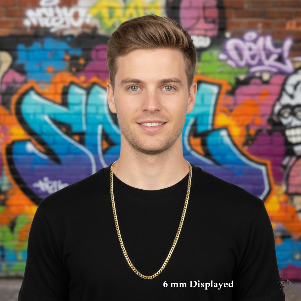 Men's Solid Concave Chain Necklace 5mm-10mm 30" IN.