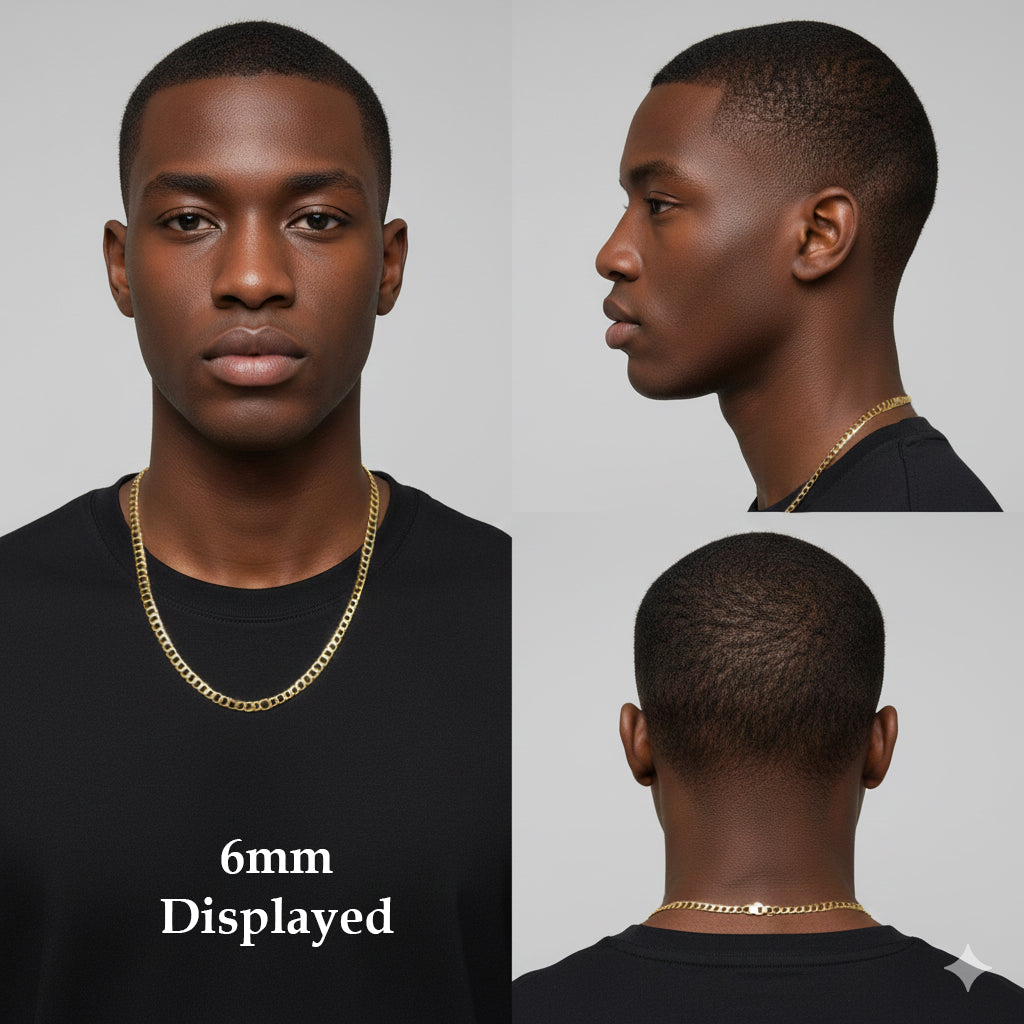 Men's Solid Concave Chain Necklace 5mm-10mm 24" IN.