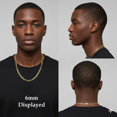 Men's Solid Concave Chain Necklace 5mm-10mm 24" IN.