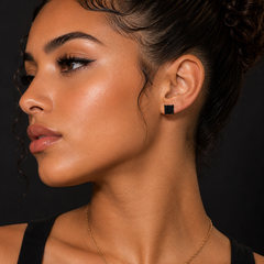 Hip Hop M Square Stud Earrings – AAA+ CZ Mounted Black Iced Out Earrings for Men & Women | Fashion Jewelry
