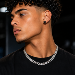 Hip Hop M Square Stud Earrings – AAA+ CZ Mounted Black Iced Out Earrings for Men & Women | Fashion Jewelry