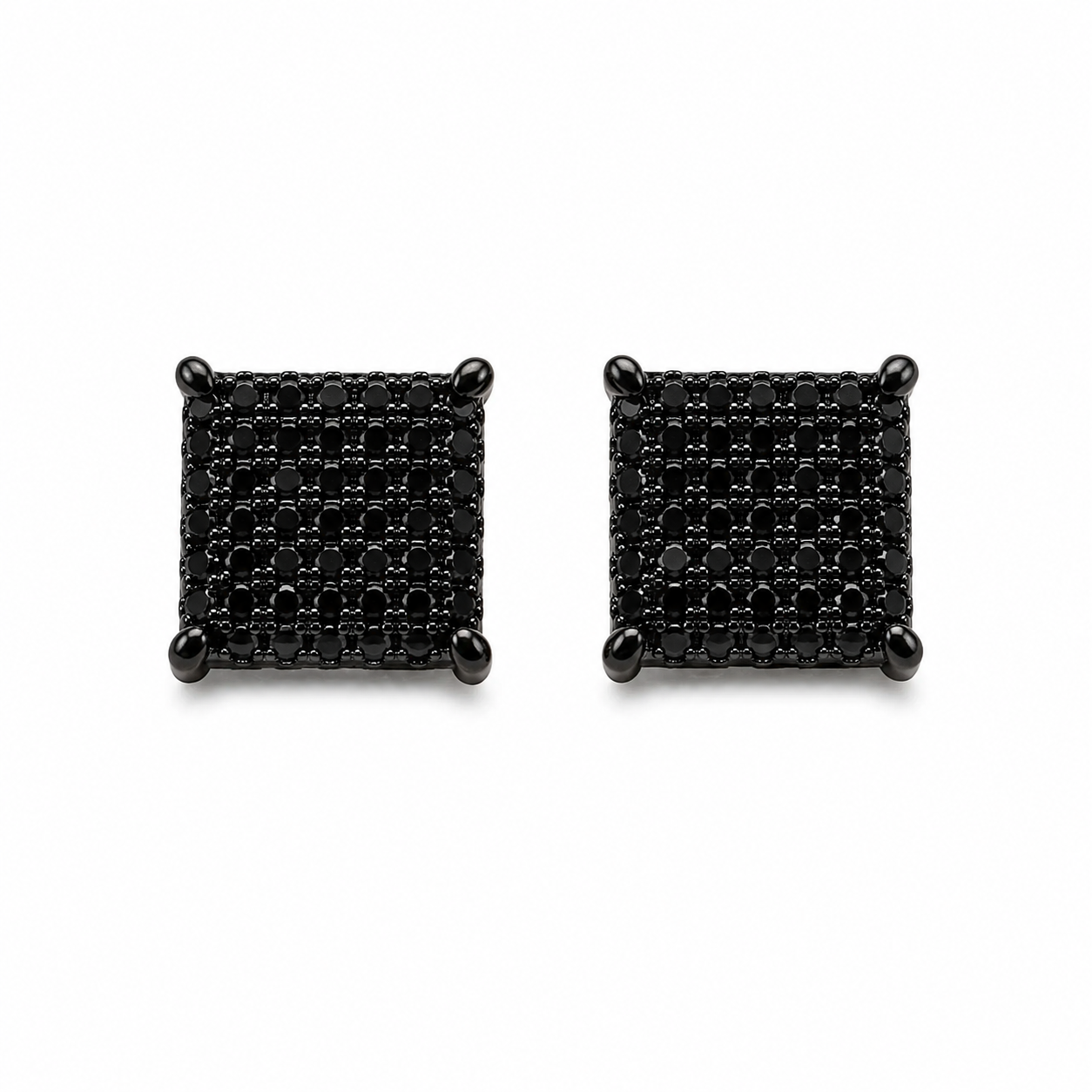 Hip Hop M Square Stud Earrings – AAA+ CZ Mounted Black Iced Out Earrings for Men & Women | Fashion Jewelry