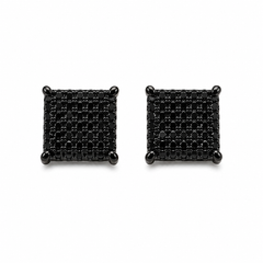 Hip Hop M Square Stud Earrings – AAA+ CZ Mounted Black Iced Out Earrings for Men & Women | Fashion Jewelry