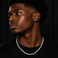 Hip Hop M Square Stud Earrings – AAA+ CZ Mounted Black-clear-blue Iced Out Earrings for Men & Women | Fashion Jewelry