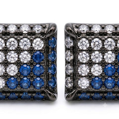 Hip Hop M Square Stud Earrings – AAA+ CZ Mounted Black-clear-blue Iced Out Earrings for Men & Women | Fashion Jewelry