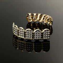 GOLD D SHAPE FULLY ICED TOP AND BOTTOM SET