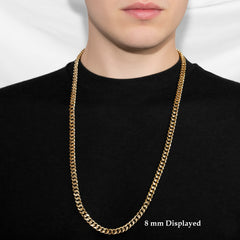 Men's Solid Concave Chain Necklace 5mm-10mm 30" IN.