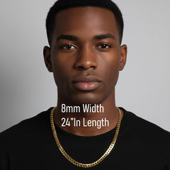 Men's Solid Concave Chain Necklace 5mm-10mm 24" IN.