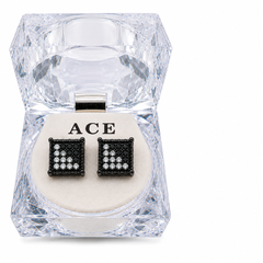 Hip Hop M Square Stud Earrings – AAA+ CZ Mounted Black-clear-black Iced Out Earrings for Men & Women | Fashion Jewelry