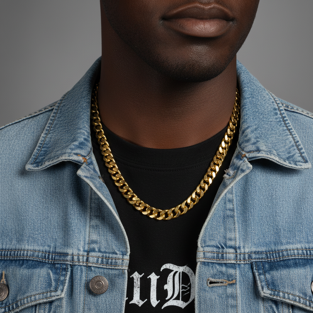 Men's Solid Curb Chain Necklace 8mm 10mm 24"