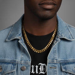 Men's Solid Curb Chain Necklace 8mm 10mm 24"