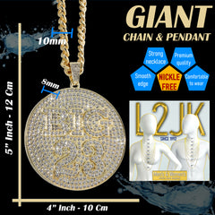 XL - BIG 23 Medallion Fully Iced | Curb Cuban Necklace Gold Plated