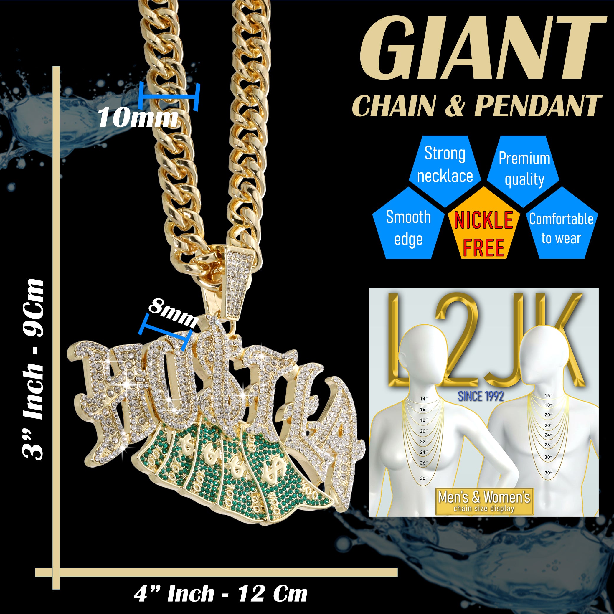XL - Hustla Cash Money Fully Iced | Curb Cuban Necklace Gold Plated