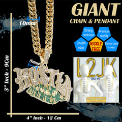 XL - Hustla Cash Money Fully Iced | Curb Cuban Necklace Gold Plated