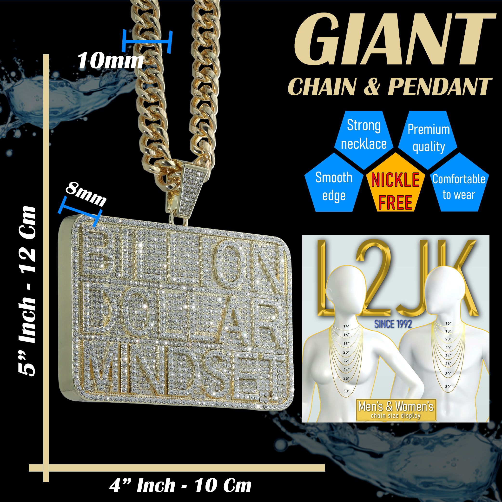 Huge XL - Billion Dollar Bar Fully Iced | Curb Cuban Necklace Gold Plated