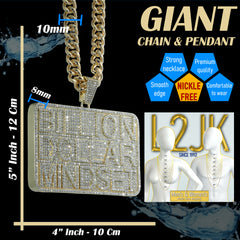 Huge XL - Billion Dollar Bar Fully Iced | Curb Cuban Necklace Gold Plated