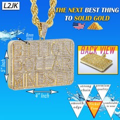 Huge Extra Large " BILLION DOLLAR BRICK" Fully Iced | 14k Gold Plated Necklace