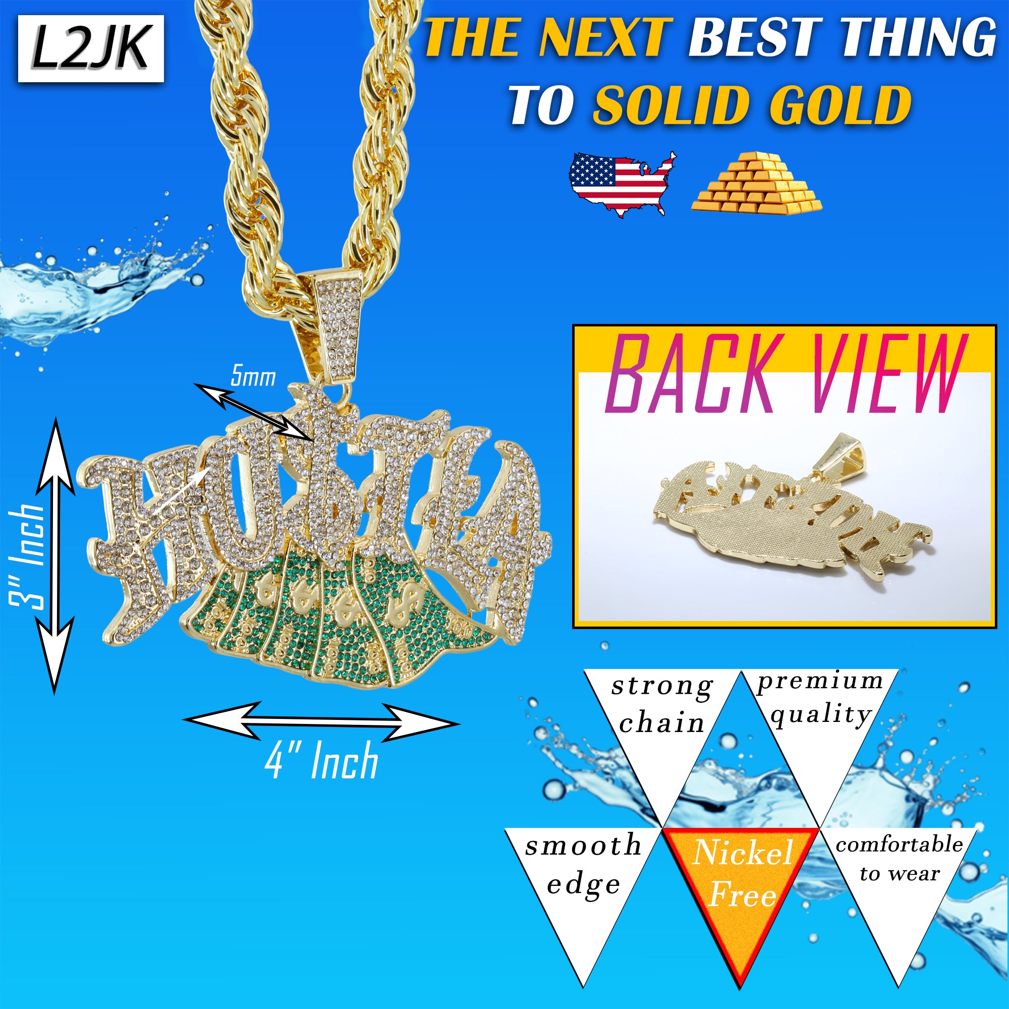 Huge Extra Large "HUSTLA CASH MONEY " Fully Iced | 14k Gold Plated Necklace