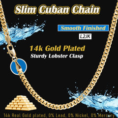 3mm 20" 24" 30" Slim Cuban Chain Necklace