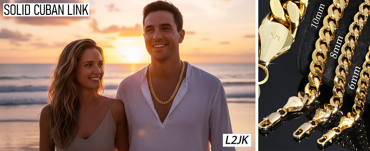 Men's Solid Curb Chain Necklace 6mm 8mm 10mm 30"