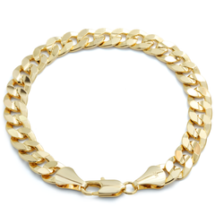 14K Concave Cuban Bracelet 8.5" - 10mm Gold Plated