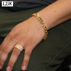 14K Solid Cuban Link Bracelet 8.5" - 10mm Gold Plated
