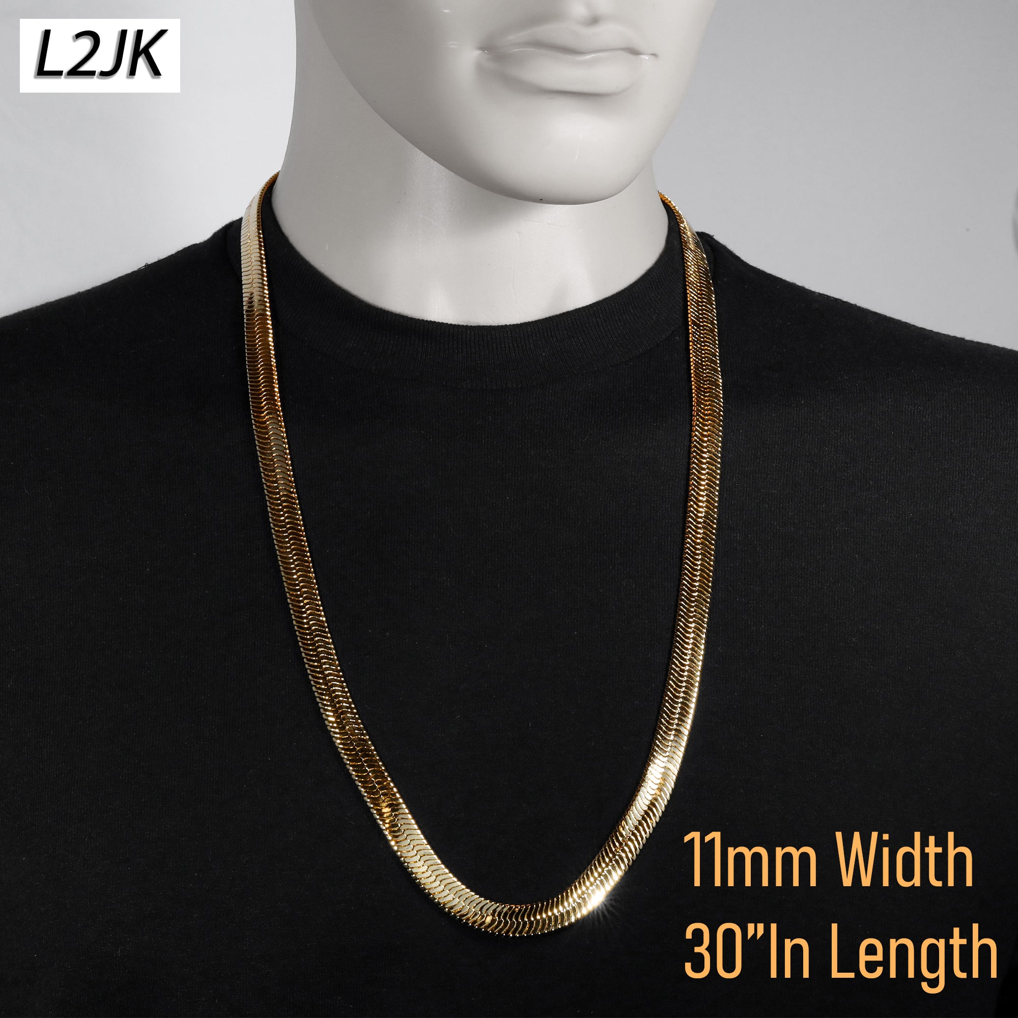 30" Herringbone Necklace 5mm-11mm