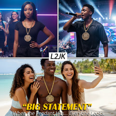 Huge Extra Large "365 HUSTLE MONEY SIGN" 14k Gold Plated Necklace