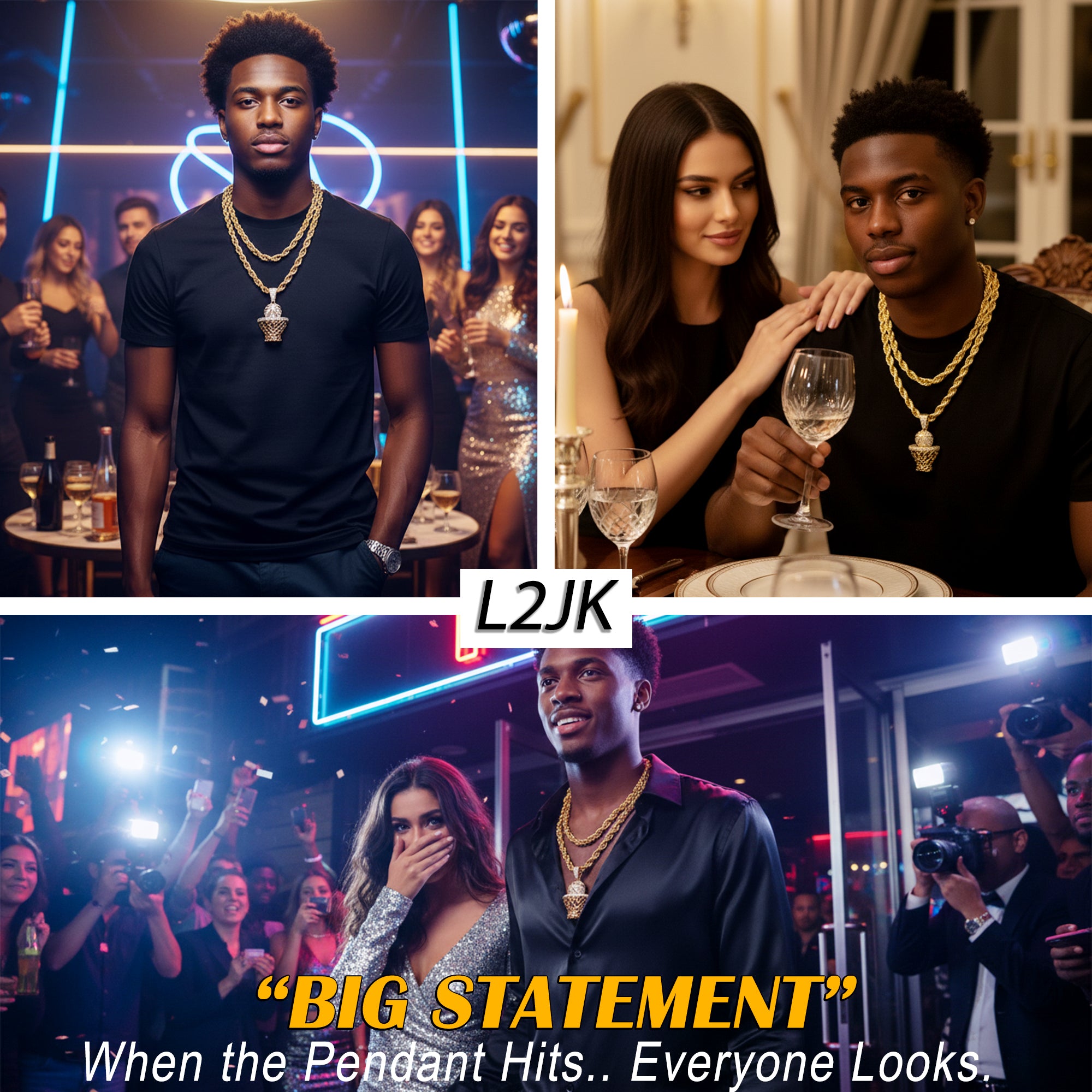 Basketball Hoop Fully Iced | 14K Rope Necklace Gold Plated 10mm