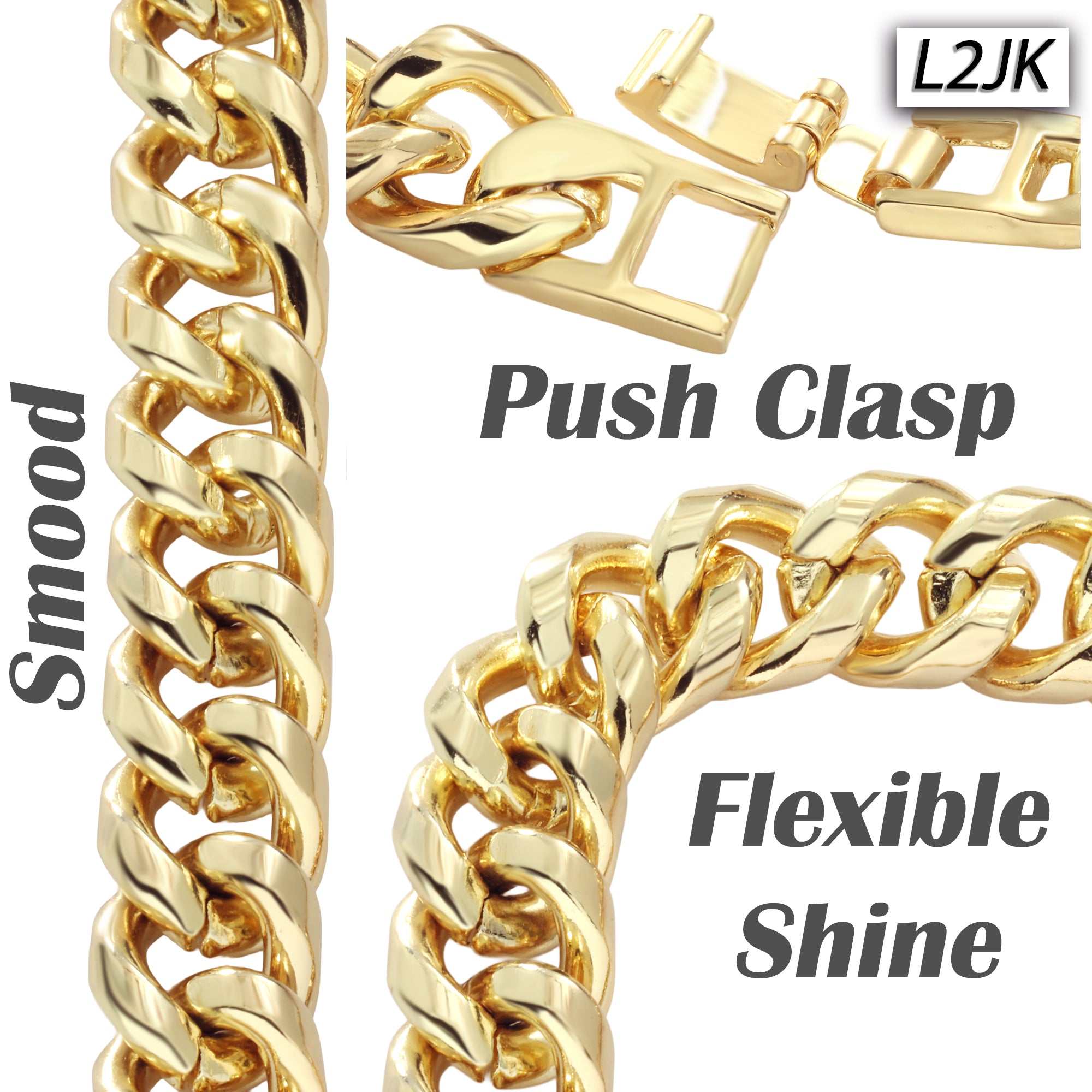 Solid Curb Cuban Chain Necklace 10mm 30" Push Clasp