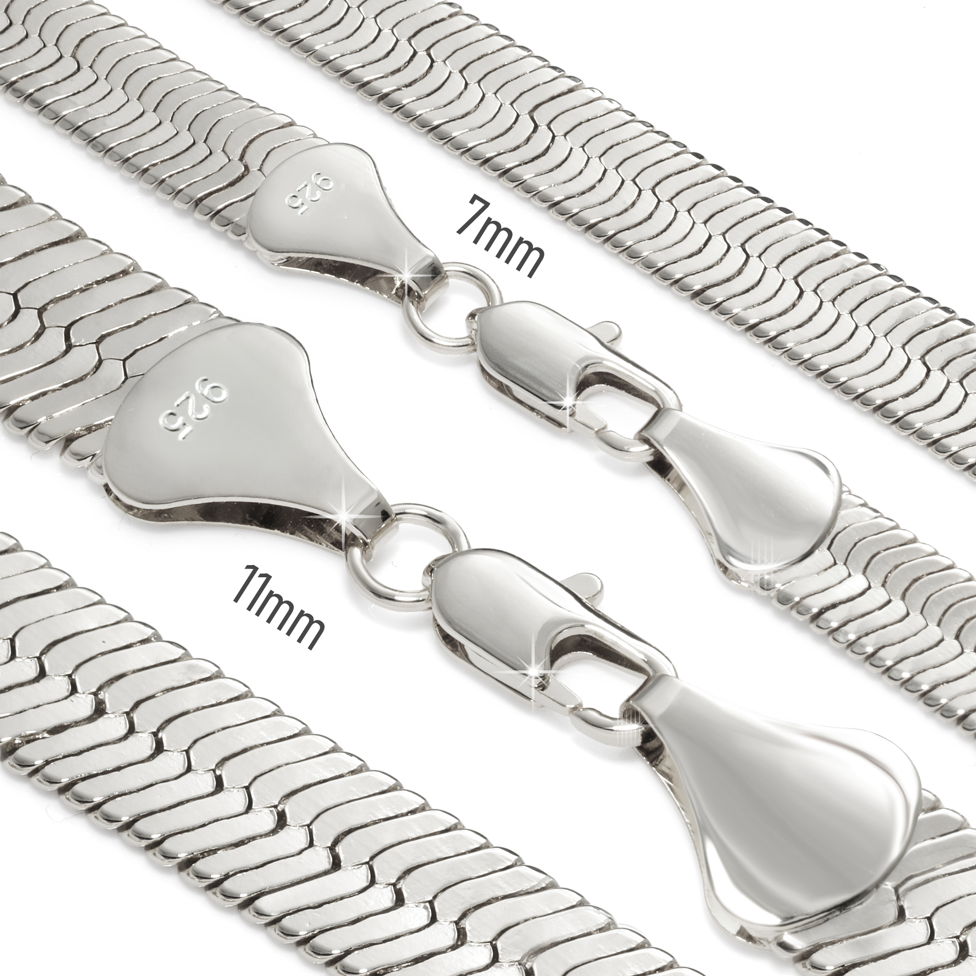24" Herringbone Necklace 4mm-11mm(silver)