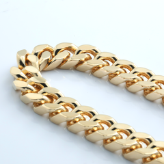 14K Solid Cuban Link Bracelet 8.5" - 10mm Gold Plated