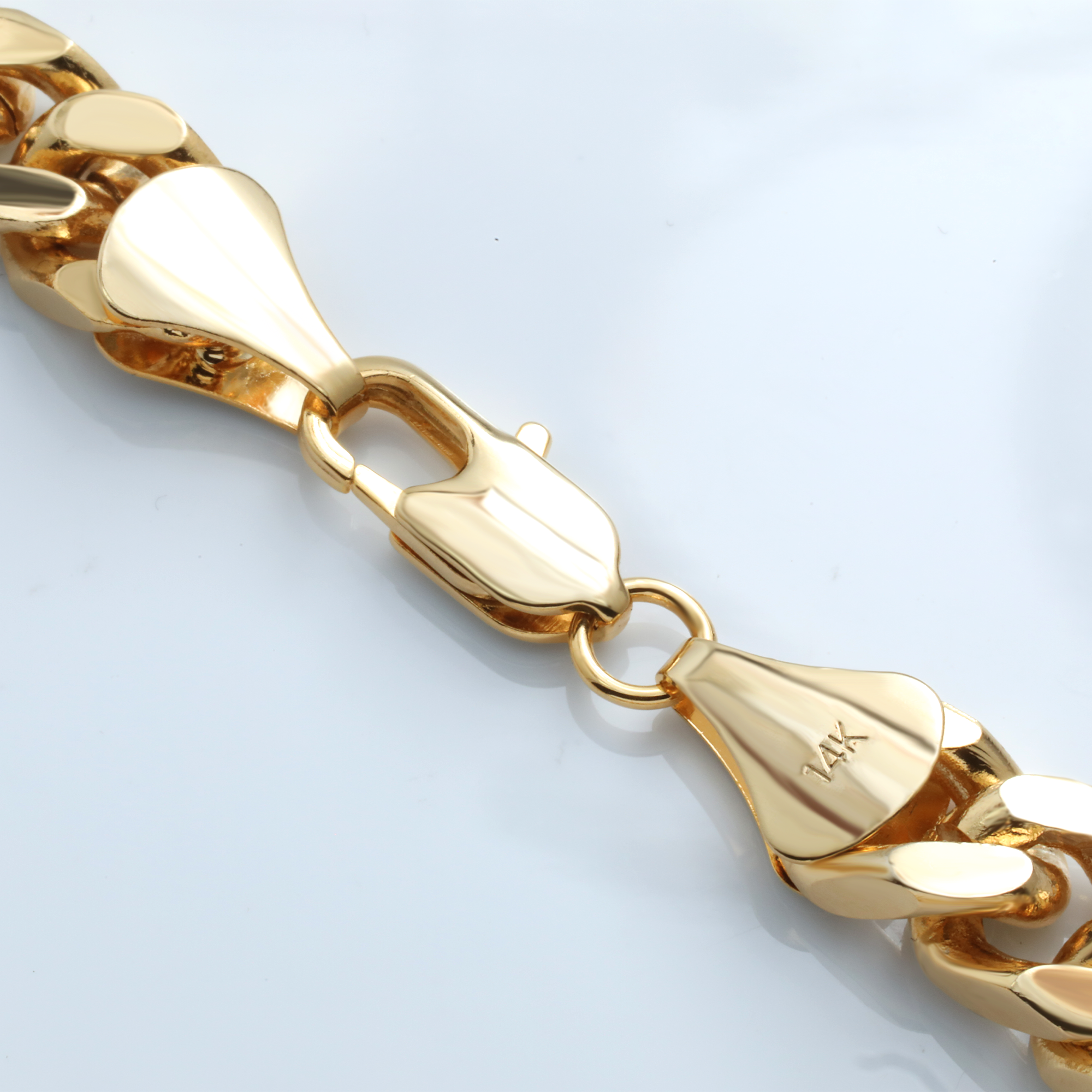 14K Solid Cuban Link Bracelet 8.5" - 10mm Gold Plated