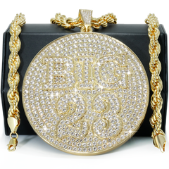 Huge Extra Large " BIG 23 " Fully Iced | 14k Gold Plated Necklace