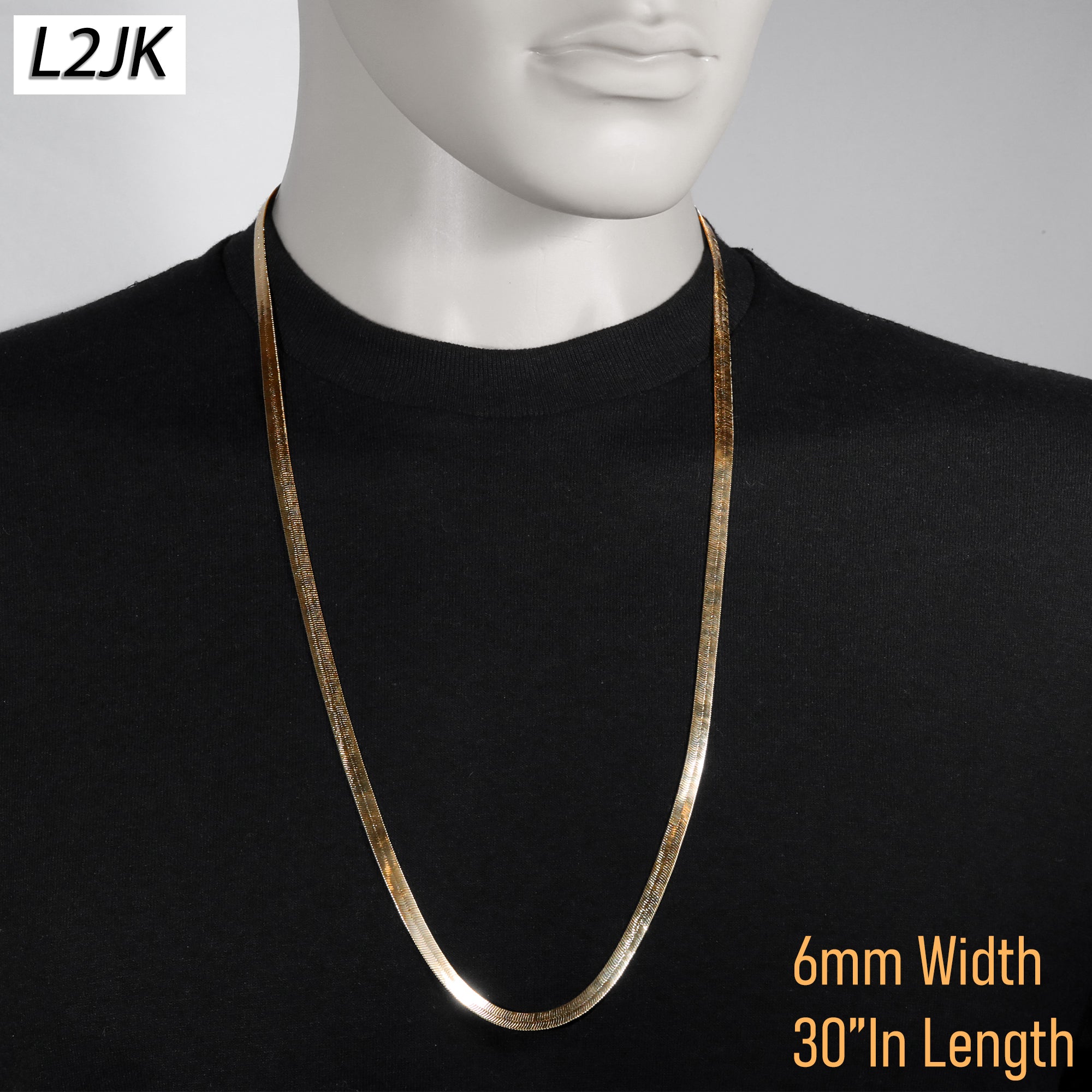 30" Herringbone Necklace 5mm-11mm