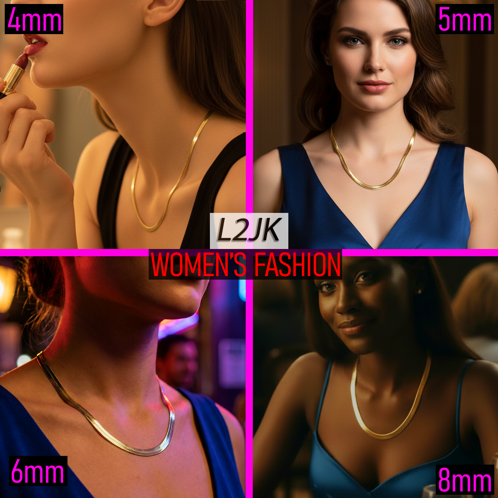 20" Herringbone Necklace 4mm-11mm (Copy)